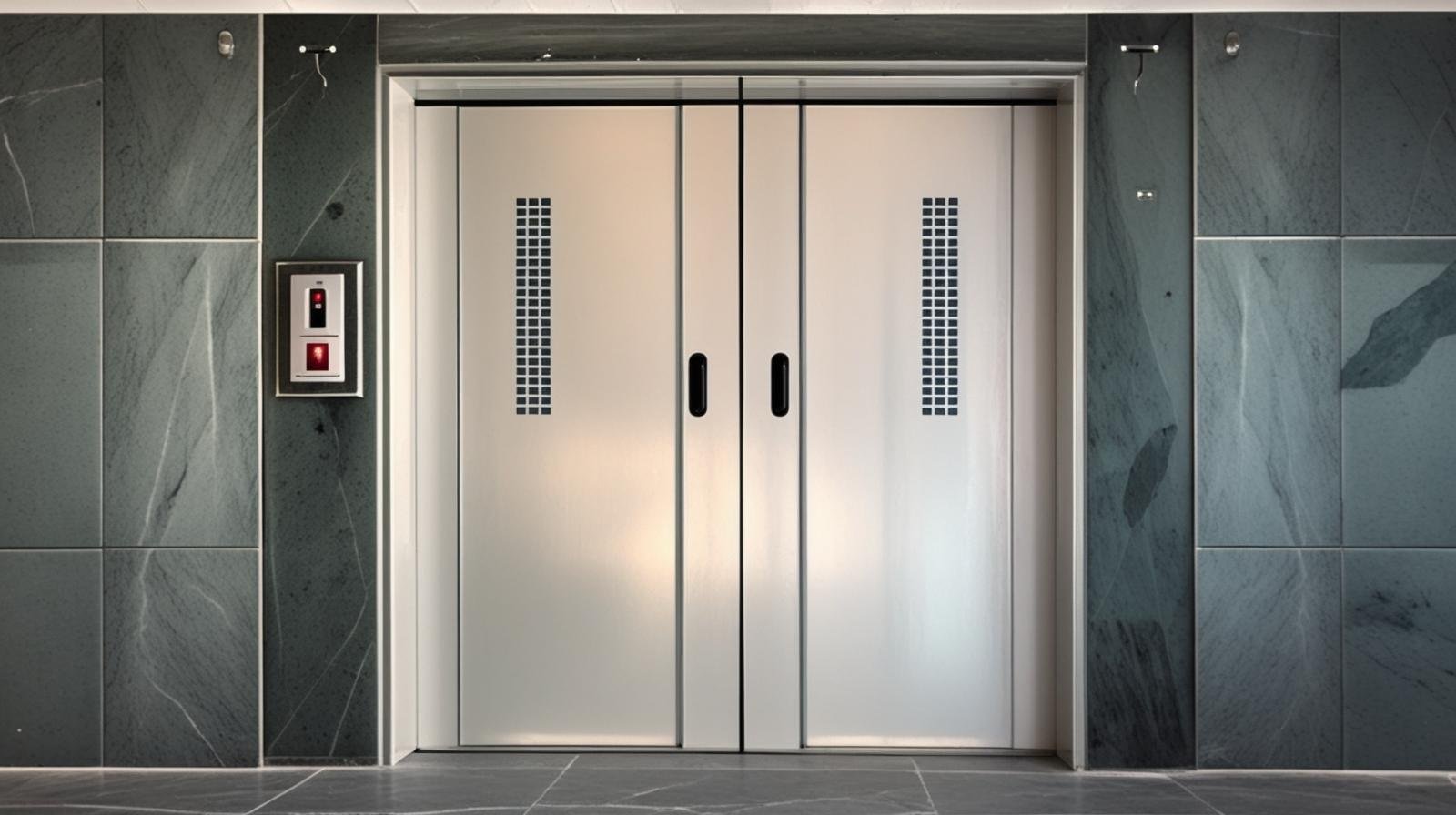 Modern automatic elevator doors with stainless steel finish